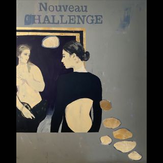 Challenge / 2025 / Acryl and imitation gold leaf on canvas / 160 x 200 cm
